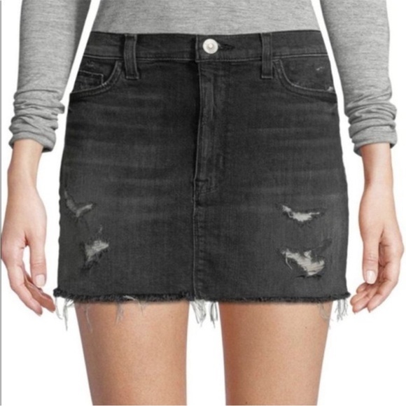 Hudson Jeans Dresses & Skirts - Hudson Jeans Distressed Black Denim Mini Skirt - 29